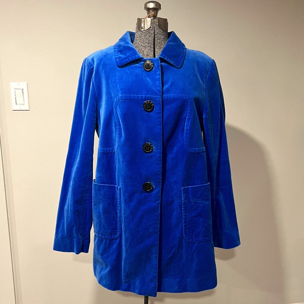 Women's Boden Royal Blue Velvet  Peacoat Jacket